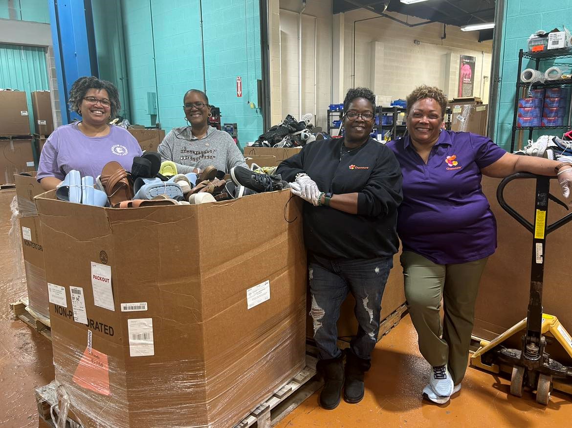 Shoe drive volunteers